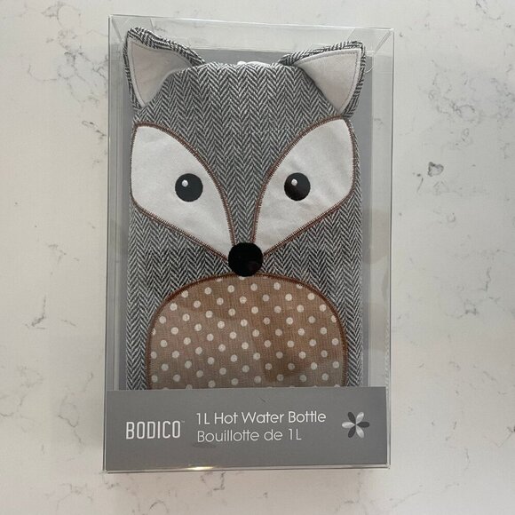 Bodico Health & Body 1L Hot Water Bottle w Sweet Baby Fox Poly Cover Sz OS NWT - Picture 2 of 5